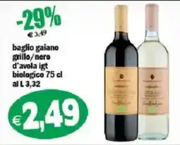 Il Castoro Supermercati baglio gaiano grillo/nero d'avola igt biologico offerta