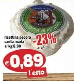 Il Castoro Supermercati Ricottina pecora santa maria offerta