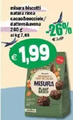 Il Castoro Supermercati Misura biscotti natura ricca cacao&nocciole offerta
