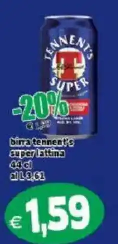 Il Castoro Supermercati birra tennent's super lattina offerta