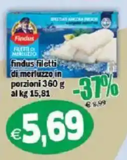 Il Castoro Supermercati Findus filetti di merluzzo in porzioni offerta