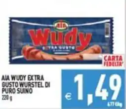 Supermercati Agorà Aia Wudy Extra Gusto Wurstel di Puro Suino offerta