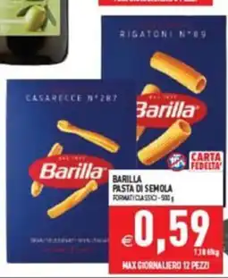 Supermercati Agorà Barilla pasta di semola formati classici offerta