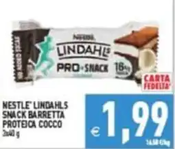 Supermercati Agorà Nestlé Lindahls Snack Barretta Proteica Cocco offerta