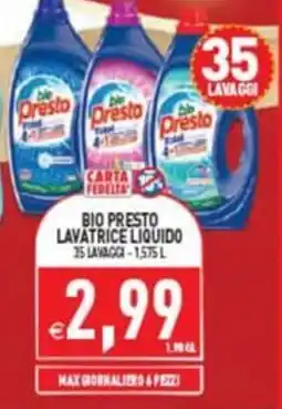 Supermercati Agorà Bio Presto lavatrice liquido offerta