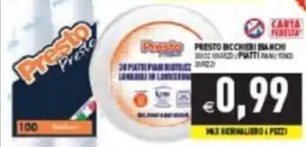 Supermercati Agorà Presto bicchieri bianchi offerta