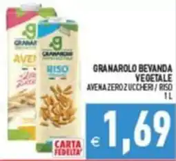 Supermercati Agorà Granarolo bevanda vegetale avena zero zuccheri / riso offerta