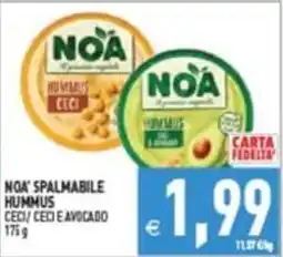 Supermercati Agorà NOA' spalmabile hummus ceci e avocado offerta