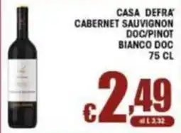 Sacoph Casa Defra' Cabernet Sauvignon Doc/Pinot Bianco Doc offerta