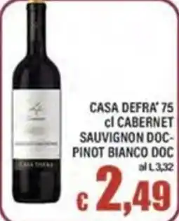 Top Supermercati Casa Defra' 75 cl Cabernet Sauvignon Doc-Pinot Bianco Doc offerta