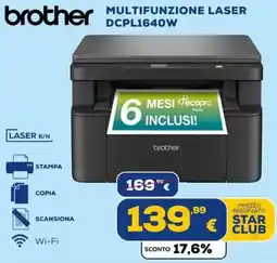 Euronics Tufano Brother multifunzione laser DCPL1640W offerta