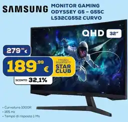 Euronics Tufano Samsung Monitor Gaming Odyssey G5 - G55C offerta