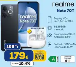 Euronics Tufano realme Note 70T offerta