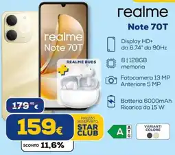 Euronics Tufano realme Note 70T offerta