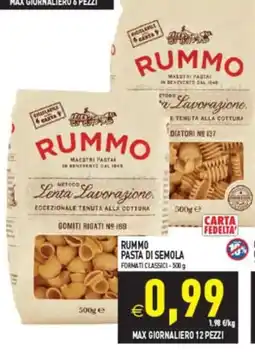 Supermercati Agorà Rummo pasta di semola offerta