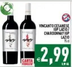 Supermercati Agorà Vincanto Cesanese / Chardonnay IGP Lazio offerta