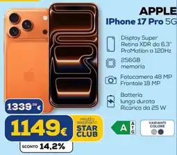 Euronics Tufano Apple iPhone 17 Pro 5G offerta