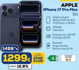 Euronics Tufano Apple iPhone 17 Pro Max 5G offerta