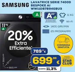 Euronics Tufano Samsung lavatrice serie 7400D Bespoke AI offerta