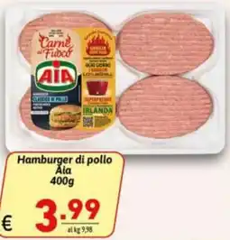 Ipercarni Hamburger di pollo Aia offerta