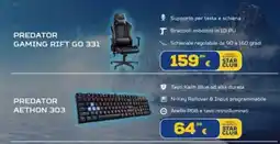 Euronics Tufano Predator gaming rift go 331 offerta