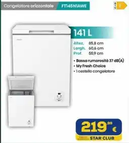 Euronics Tufano Congelatore orizzontale FT145NIAWE offerta