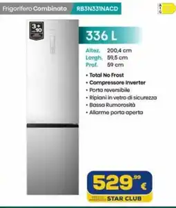 Euronics Tufano Frigorifero Combinato RB3N33INACD offerta