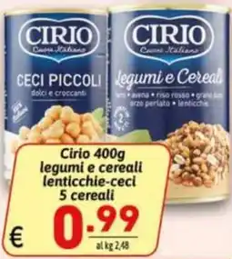Ipercarni Cirio legumi e cereali offerta