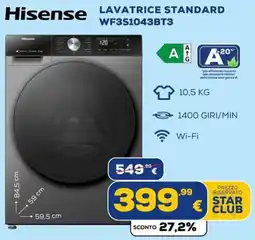 Euronics Tufano Lavatrice standard Hisense offerta
