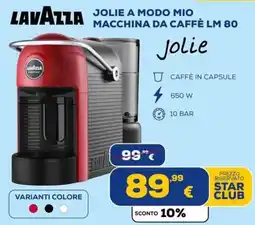 Euronics Tufano Lavazza macchina da caffè LM 80 Jolie offerta