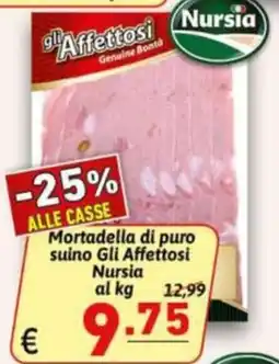 Ipercarni Mortadella di puro suino Gli Affettosi Nursia offerta