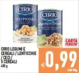 Supermercati Agorà Cirio legumi e cereali / lenticchie / ceci / 5 cereali offerta