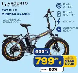 Euronics Tufano Argento e-mobility fat bike minimax orange offerta