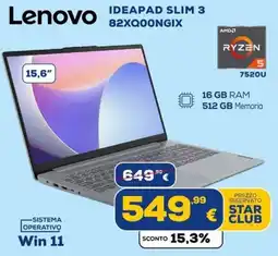 Euronics Tufano Lenovo IDEAPAD SLIM 3 offerta