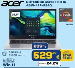 Euronics Tufano Acer Notebook Aspire Go 15 offerta