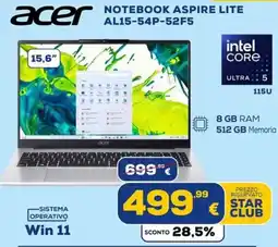Euronics Tufano Acer Notebook Aspire Lite AL15-54P-52F5 offerta