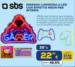 Euronics Tufano Insegna luminosa a led con effetto neon per interni offerta