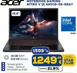 Euronics Tufano Acer Notebook Gaming Nitro V 15 offerta
