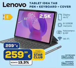 Euronics Tufano Lenovo Tablet Idea Tab offerta