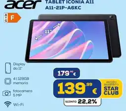 Euronics Tufano Acer Tablet Iconia A11 offerta