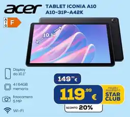 Euronics Tufano Acer Tablet Iconia A10 offerta