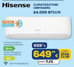 Euronics Tufano Hisense climatizzatore CBBT242RG offerta