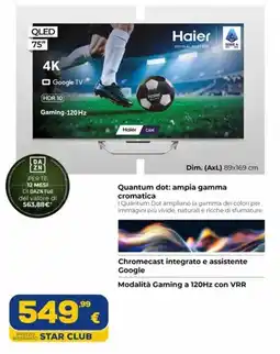 Euronics Tufano Haier QLED 75" offerta