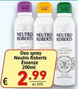 Ipercarni Deo spray Neutro Roberts Essenze offerta