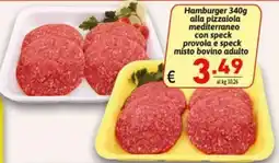 Ipercarni Hamburger alla pizzaiola mediterraneo con speck provola e speck misto bovino adulto offerta