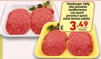 Ipercarni Hamburger alla pizzaiola mediterraneo con speck provola e speck misto bovino adulto offerta