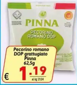 Ipercarni Pecorino romano DOP grattugiato Pinna offerta