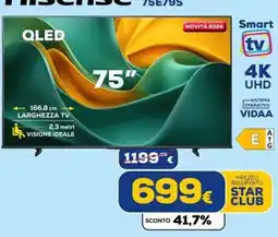 Euronics Tufano Hisense QLED 75" offerta