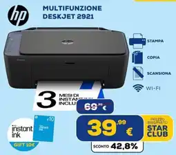 Euronics Tufano Hp multifunzione deskjet 2921 offerta