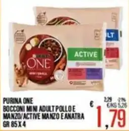 Supermercati EffePiù Purina One Bocconi Mini Adult Pollo E Manzo/Active Manzo E Anatra offerta